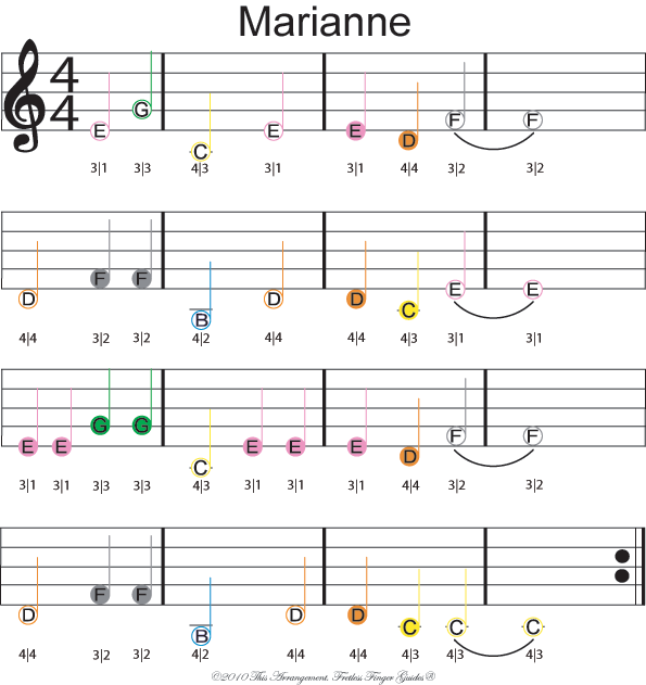 color coded free violin sheet music for marianne