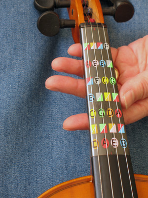 Step 7 shows the Guide on the violin finger board and ready to use